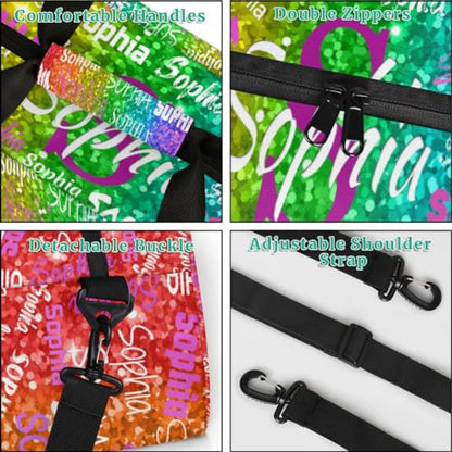Personalized Gym Bag for Girl, Cheer Bag, Red Green Purple Sequins | Sport Duffel Bag Cheer Bag Customized Travel Duffle Bag Overnight Weekender Bag - color: Color 17