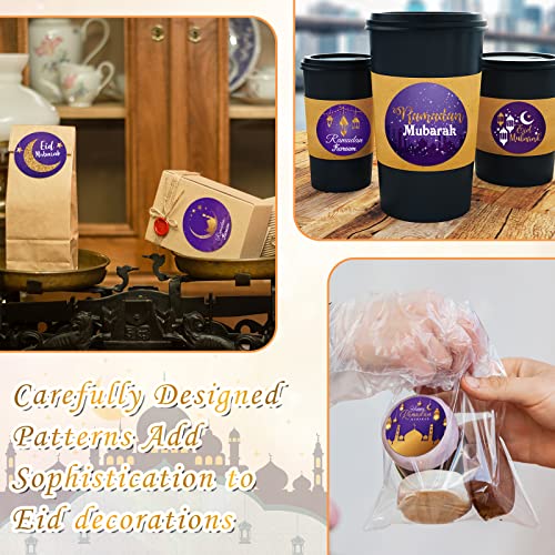 Nezyo 600 Pieces Ramadan Mubarak Stickers Eid Islamic Kareem Wall Window Stickers Ramadan Envelopes Gift Bags Labels for Eid Party Decorations(Bright Style) - style: Bright Style