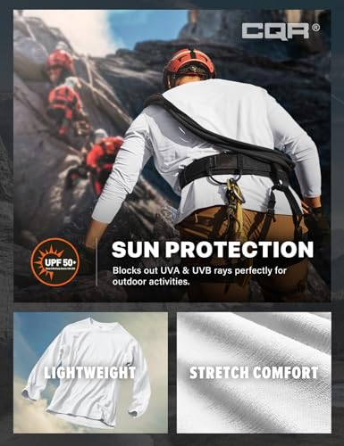 CQR Men's UPF 50+ Sun Protection Long Sleeve Quick Dry Athletic Shirts, Stretch Running Workout Hiking T-Shirts - color: Basic White, size: 3X-Large
