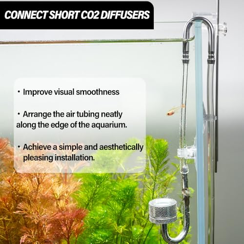 LINLAN 4-Piece Aquarium 304 Stainless Steel U-Tube Connector，Anti-Kink Design, Compatible with 5/16 inch (4mm) ID Air Hose, Air Pump and CO2 Diffuser Accessory for Rimless Aquariums - size: 4Pcs-304 SS