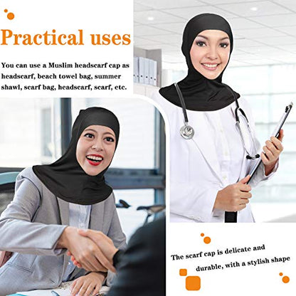 Geyoga Modal Hijab Cap for Women Adjustable Muslim Stretchy Turban Full Cover Shawl Cap Full Neck Coverage Small and medium - color: Black