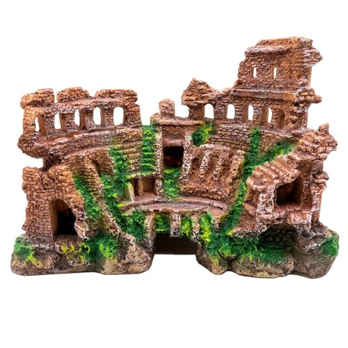 M2cbridge Antique Roman Column Ruins European Castle Aquarium Decorations Fish Tank Hideout Rocks (Roman Column Ruins) - color: Roman Column Ruins