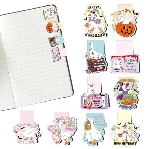 Halloween Goose Magnetic Bookmarks Gifts - Wxiben 20 Pcs Silly Funny Goose Magnet Book Markers Horror Bookmark Magnetic Page Clips for Books Lovers Halloween Women Men Reading School Office Supplies - color: Halloween Goose