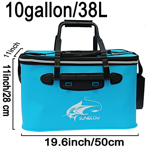 Grneric Fishing Bucket, 6Gallon/8Gallon/10Gallon Foldable Fish Bucket,Live Fish Container Multi-Functional Live Fish Bait Bucket,Outdoor Camping EVA Fishing Bag and Fish Protection Bucket - color: 38l/10gallon(blue)