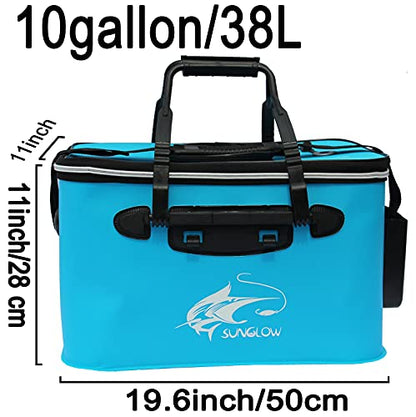 Grneric Fishing Bucket, 6Gallon/8Gallon/10Gallon Foldable Fish Bucket,Live Fish Container Multi-Functional Live Fish Bait Bucket,Outdoor Camping EVA Fishing Bag and Fish Protection Bucket - color: 38l/10gallon(blue)