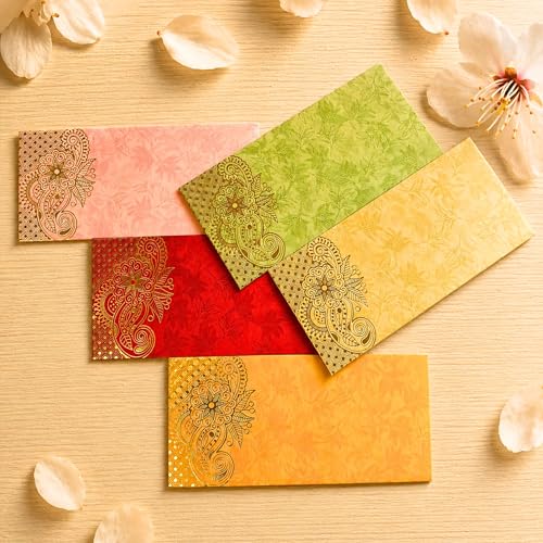 LoveNspire Money Envelopes (7.5 x 3.5 Inch) Decorative Paisley Pattern Shagun Lifafa for Indian Wedding, Birthday | Cash Gift Holder & Home Savings Organizer Pack Of 25 - color: Assorted Paisley, size: Pack of 25