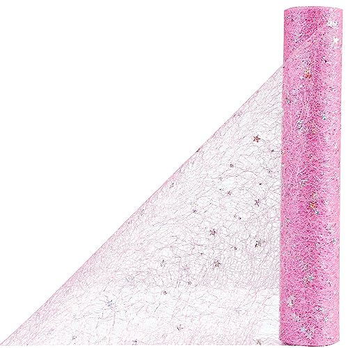 OSVINO Starry Moon Table Runner, Sequin Glitter Mesh for Wedding Party - color: Pink