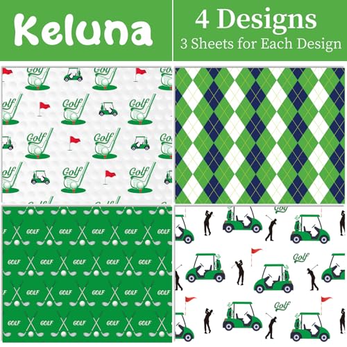 Keluna Golf Gift Wrapping Paper - Sports Theme Golf Wrapping Paper for Men Birthday Fathers Day Graduation Retirement Sports Event Christmas Holiday Wrap Sheets - color: golf