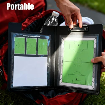 Coaches Soccer Clipboard Coaching Board Magnetic 2026 Updated | Football Tactics Board with Team Members Magnets, 2 Marker Pens, Dry Erase, Portable Folder-style