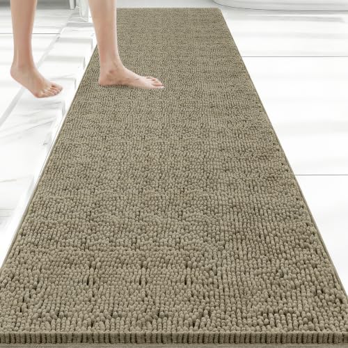 Bcoimo Bath Rug Mat,60x24 High Absorbent Latte Long Bathroom Runner Rugs - color: Latte, size: 60×24