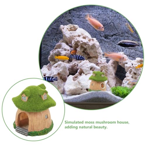 POPETPOP Mushroom Fish Tank Decor Aquarium Fish Hideout Resin Mushroom House Shelter Landscape Ornament for Betta Tanks Aquarium Decorations 3.93 in