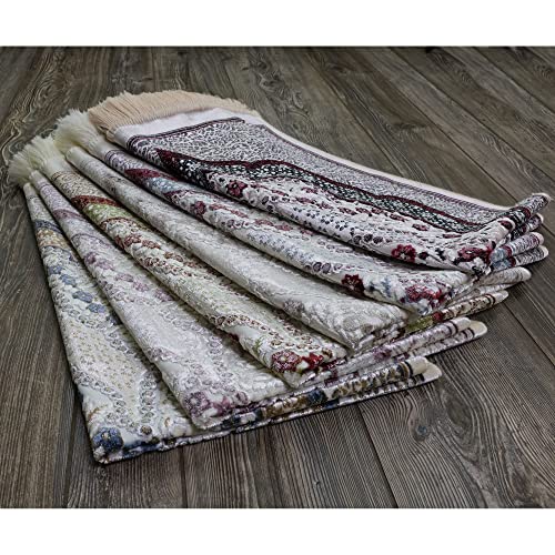 Modefa Turkish Islamic Velvet Prayer Rug - Prayer Mat Carpet for Men and Women - Traditional Muslim Janamaz Sajada - Ramadan or Eid Gift - with Car Hanger - Luxury Winter Rose (Brown/Blue) - color: Brown / Blue
