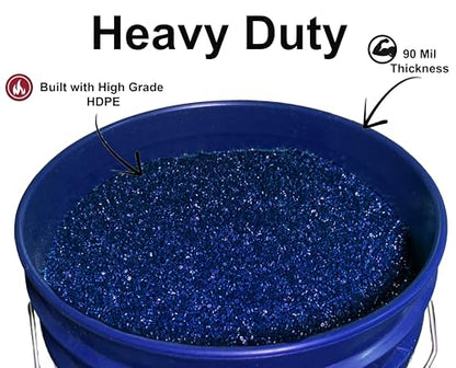 5-Gallon Bucket with Airtight Lid – Made in USA, Food Grade BPA Free Plastic, Heavy Duty Multi-Use, Metal Handle with Grip, Stackable Storage – Fina Blue, 1 Pack - color: Fina Blue, size: 1