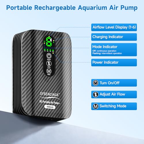 Rechargeable Bait Aerator Pump with Clip | Portable dual-mode air pump for bait buckets, fishing trips, crawfish, and aquarium backup; clip-on design - color: Dark Black