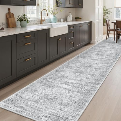 Soalmost Hallway Runner Rug 2'6"x10' Non-Slip Runners for Kitchen Grey - color: Grey, size: 2'6" x 10' (Runner)