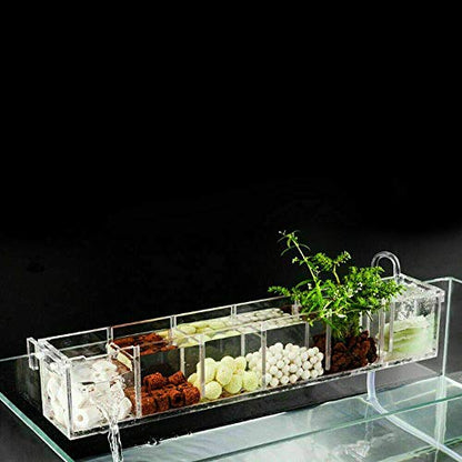 DENESTUS Fish Tank Filter Box 5 or 6 Grids External Hang On Filter Box Acrylic Aquarium Tools(6 Grids)