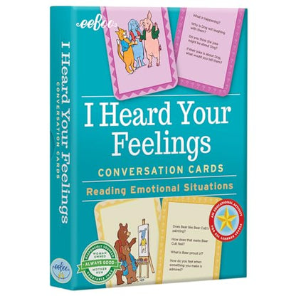 eeBoo: I Heard Your Feelings - 48 Conversation Flashcards, Develops Empathy Through Friendly Illustrations of Emotional Situations, Develop Social and Emotional Intelligence, for Ages 3 and up - style: I Heard Your Feelings