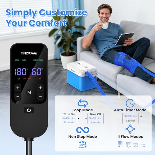 ONLYCARE Ice Machine for Knee After Surgery, Portable Cold Therapy Machine | Program Timer Ice Therapy Machine with Quiet Pump, Cold Compress Pad for Ankle Arm Joints Sports Injuries Cryotherapy Machine