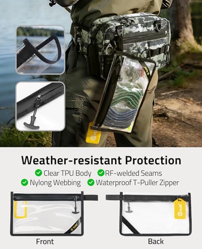 CVLIFE Fishing Tackle Bag Waist Pack with Rod Holder, Waterproof Fanny Pack | 900D Fabric, Convertible Carry, Detachable Shoulder Strap, Landing Net Holster, 3600 Tackle Box, Waterproof Pouch, Carabiners - color: Tactical Camo