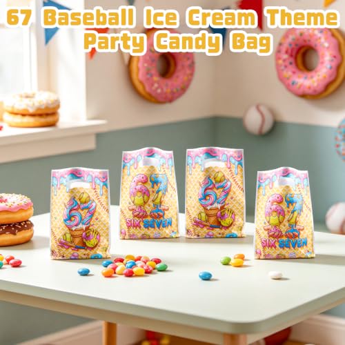 LERCTH 67 Gift Bags, Baseball & Ice Cream Themed Graffiti Style Goodie Bags for Sports Birthday Party Favors - color: 67 gift bag 30 packs