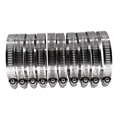 4 inch Hose Clamp Full Stainless Steel: 90mm - 114mm,10 Pack | 4 Hose Clamp Worm Gear SAE 64 Size, 1/2" Band Width Hose Clamps: smoothly install and precisely fit hose & pipe size - size: 4" Hose Clamp 90mm - 114mm (3.54" - 4.5")