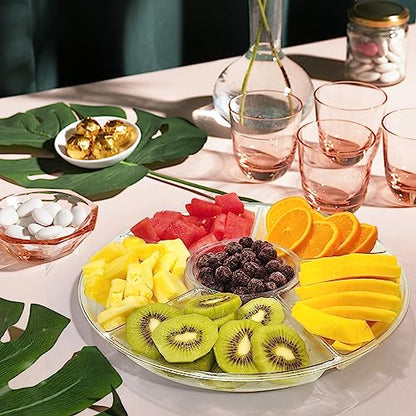 R-kay 4 Pack, 6 Sectional Clear Plastic Serving Trays For Party - Heavy Duty Party Trays For Serving Food - 12 Inch Trays And Platters - Veggie Tray Platter/Divided Serving Tray - color: Clear