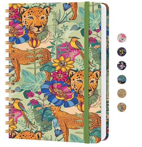 CICPAP Lined Spiral Journal Notebook, A5 College Ruled Notebook for Journaling, Note-Taking, and Daily Planning, Durable Hardcover with an Elegant Design, Leopard - color: S.Leopard