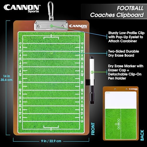 Cannon Sports Dry Erase Coaches Board with Marker - Double-Sided Dry Erase Coaching Board for Baseball, Basketball, Football, Soccer, and Hockey - Perfect for Practices and Games (Football) - style: Football