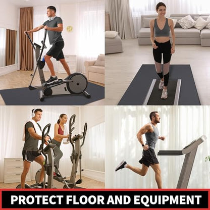 GymCope Treadmill Mat for Hardwood Floor Carpet 7'x3'/6'x3'/6'x2.5'/4'x2' | 6mm Thick Exercise Equipment Gym Mat, Compatible with Peloton Bike, Indoor Spin Bike, Elliptical - color: 84"x36"x6mm-black