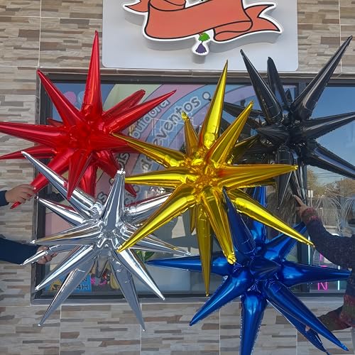 크림 별 풍선 6개, 55.9cm(22인치) 레드 스타버스트 풍선 스타 포일 마일라 풍선 생일 파티 결혼식 크리스마스 기념일 졸업 장식 - color: 크림