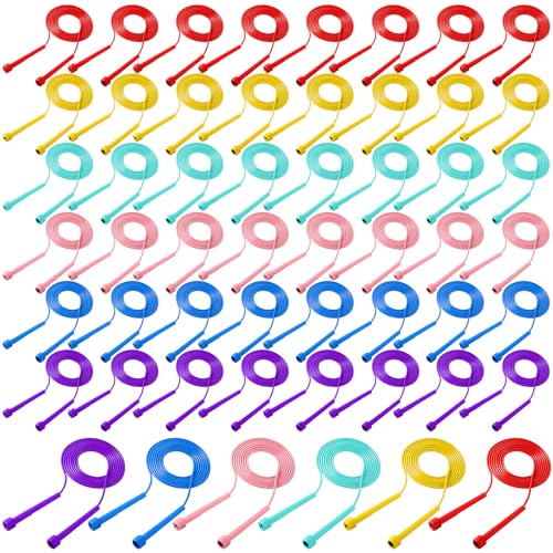 Silipull 72/144 Pcs PVC Jump Ropes Bulk Fitness 9.2 ft Adjustable Skipping Rope Versatile Speed Rope with Plastic Handles for Women Men Endurance Training Cardio Exercise Workout Outdoor - color: Bright