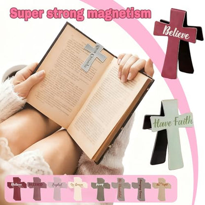 18PCS Magnetic Cross Bookmarks Gifts, Magnetic Bookmark Christian Cross Magnetic Page Markers Religious Bible Verses Bookmarks for Bible Study, Readers, Teachers, Students (F) - color: F