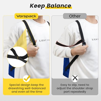 Vorspack Drawstring Backpack Water Resistant String Bag Sports Gym Sack with Side Pocket for Men Women - color: Blue