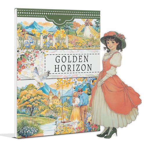 Snycler Golden Horizon Theme Sticker Scrapbooking Supplies for Junk Journal, 20 Sheets PET Stickers - Vintage Journaling Stickers, Ephemera Sticker Book Pre Cut, Junk Journal Supplies, Planner - color: Golden Horizon