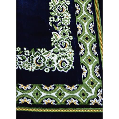 Prayer Rug Carpet Islamic Muslim Salah Meditation Mat Turkish Plush Portable Navy