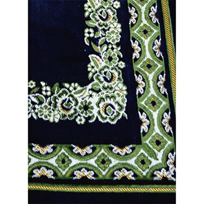 Prayer Rug Carpet Islamic Muslim Salah Meditation Mat Turkish Plush Portable Navy