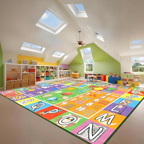 Kid Rug 9 x 12 Feet, ABC Rugs for Kids Playroom Educational Alphabet Rug for Classroom Preschool Bedroom Living Room Room Decor Mat - color: Multi 126, size: 9' x 12' (Rectangular)
