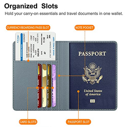 FINTIE Passport Holder, Slim Travel Wallet RFID Blocking Card Case Cover - color: Cloudy Blue