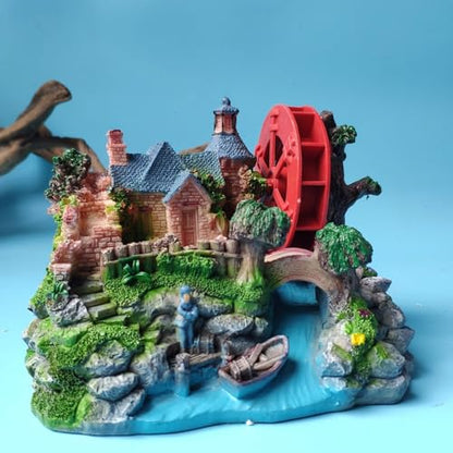 Aquarium Ornament Resin Arch Bridge Pavilion Tree Landscaping Rocks Poly Resin Bridge Faux Rocks Fish Tank Ornaments(13x6x5 cm/5.1x2.4x2 in)
