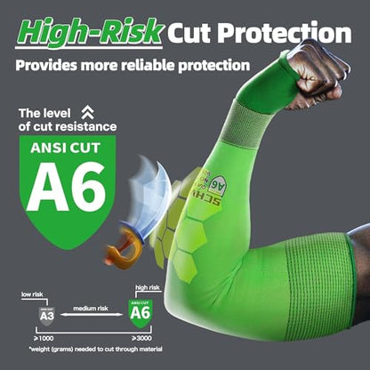 Schwer Ultra-Thin ANSI A6 Cut Resistant Arm Sleeves, 21 Gauge Comfortable and Breathable Protective Sleeves, Arm Protectors for Thin Skin and Bruising, Work, Gardening, Farming, Outdoors, L - size: 18in-L