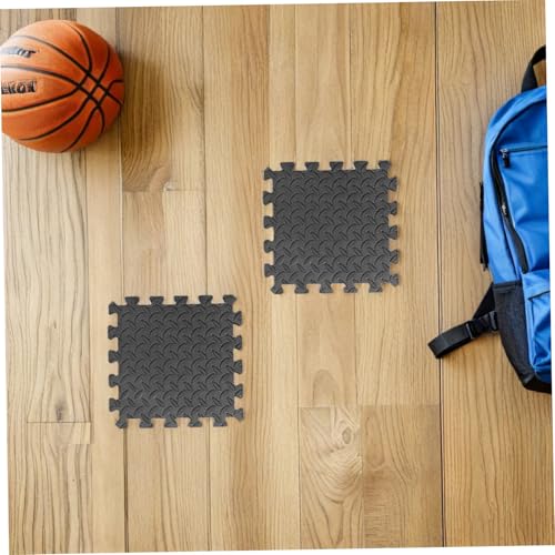 16pcs Grey Leaf Pattern Eva Foam Gym Mat Tiles with Black Edging – Interlocking Shock-Absorbing Thickened Floor Puzzle Mat for Home Workout and Play Areas