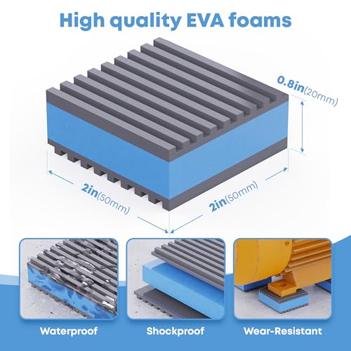 Anti Vibration Pads, Vibration Isolator Pads, Mechanical Vibration Damping Pads, Heavy Duty Rubber Isolation Pads, 3/8"Pre-Drill Hole Vibration Isolator Pad for Air Compressor - size: 2"× 2"×7/8"
