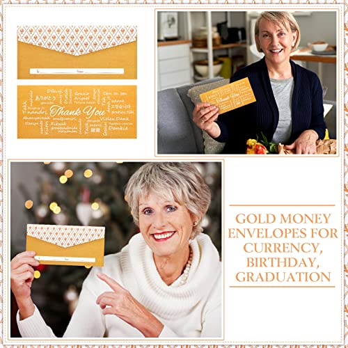 Teling 100 Pack Gold Money Style Envelopes for Cash Gifts Kraft, 3 x 7''