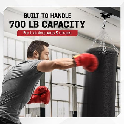 Yes4All Punching Bag Hanger, Stainless Steel Swivel Chain with 4 Snap Hooks for Heavy Bag, Gym Swing, Trapeze, and Hammock - color: I-Beam Hanger with Swivel Chains & Carabiner