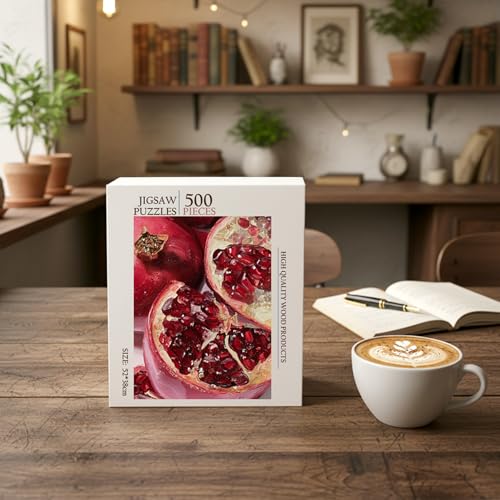 Pomegranate Berries Food Jigsaw Puzzle - 500 Pieces Wooden Puzzle for Adults, Wall Art Gift, Finished Size: 20 x 15 Inch - color: Pomegranate Berries - 500 Pieces