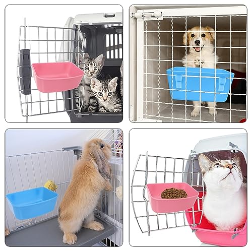 6 Pack Feeder (Blue, Pink), Hanging Feeder,Food and Water Container, Bath Water Bowl Universal for Birds Hamsters Mice Rats Rabbit Guinea Pig Small Pets (S) (S)