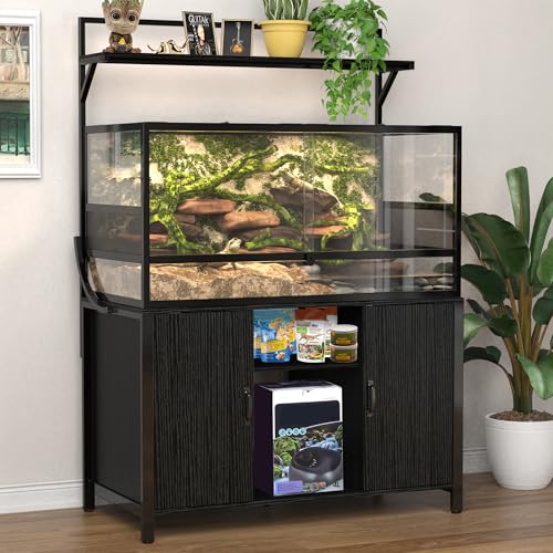 GDLF 48"x24" Reptile Tank Stand,Terrarium Stand Fits up to 120 Gallon,Black | Fits Bearded Dragon Tanks, Bottom Cabinet Storage, Display Shelf for Plants & Decor, 1100 lbs Support - color: Black, size: 48" x 24"