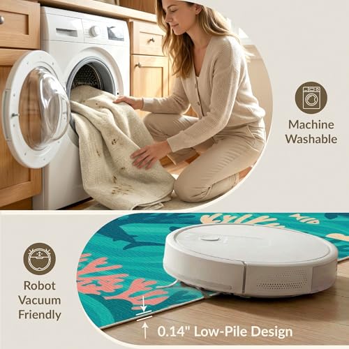 6'x9' Washable Beachy Shark Area Rug, Cream Non-Shedding Pet Friendly Room Rug Foldable Easy Care Carpet for Queen Size Bedroom, Under Bed, Master Suite | Ref:2068009 - color: Blue/Pattern 1, size: 6' x 9' (Rectangular)