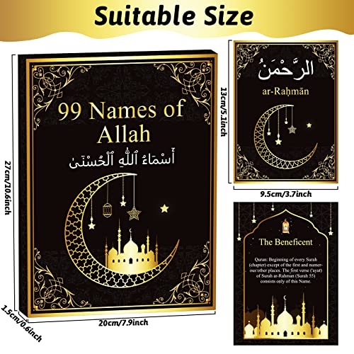 99 Names of Allah Flashcards Quran Verses Asma UI Husna Cards Eid Al Adha Learning Cards in Arabic and English Eid or Ramadan Gifts for Family Friends 5.7×3.1 Inches
