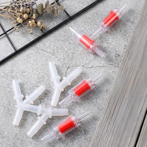 8Pcs Y Shape Aquarium Air Tubing Connectors, Check Valve for 3/16"Hose | 8Pcs Y-shape air connectors,4 check valves+4 tees.PP plastic,anti-shedding barbs,4.8mm fits 3/16" hose.For aquarium air pumps
